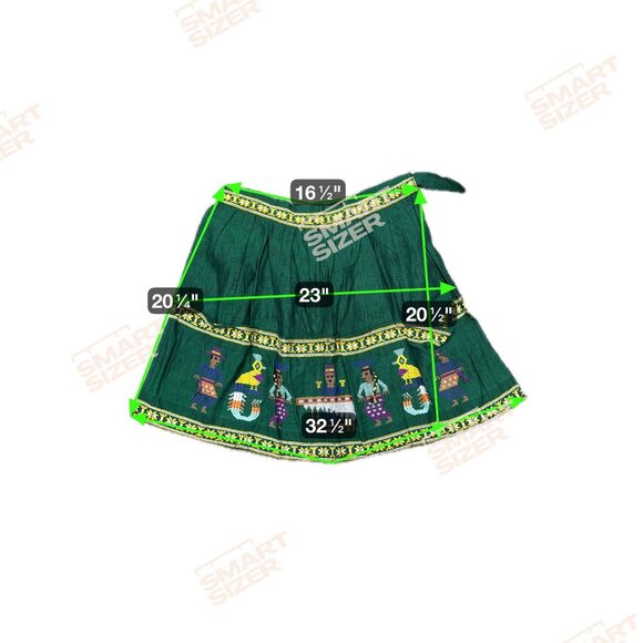Vintage Guatamala Folk Art Green Half Apron Dance Embroidery & Ties Tribal - Picture 4 of 4
